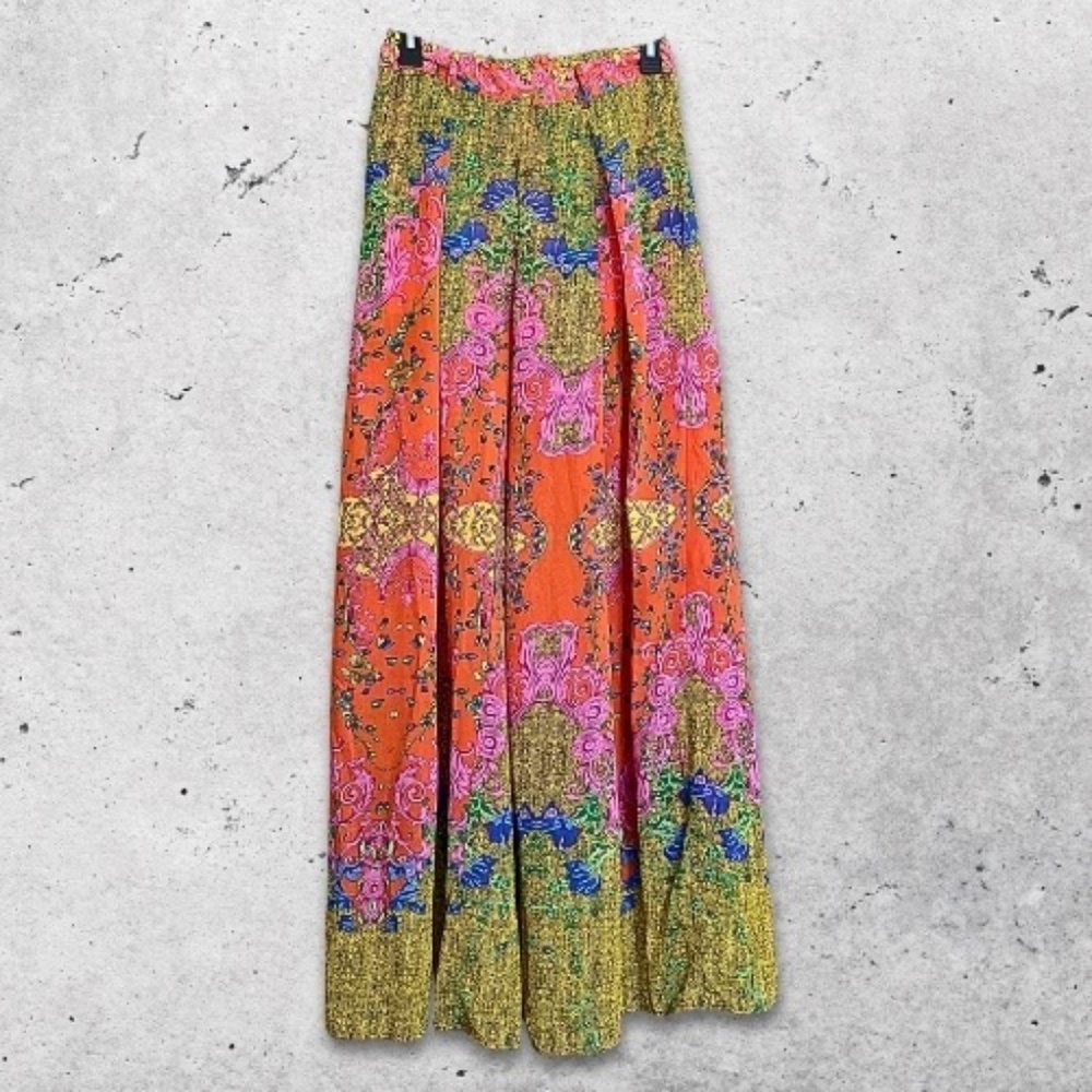Banjul‎ Pants Boho Elastic Waist Pull-On Floral Print Multicolor Women’s S